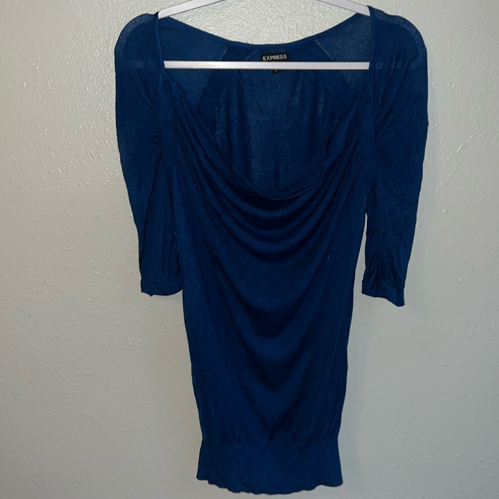Express lightweight rayon sweater, blue size medium